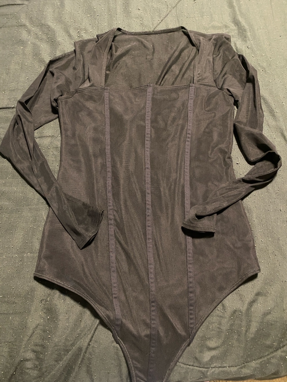 Abercrombie & Fitch Black Long-Sleeve Mesh Bodysuit